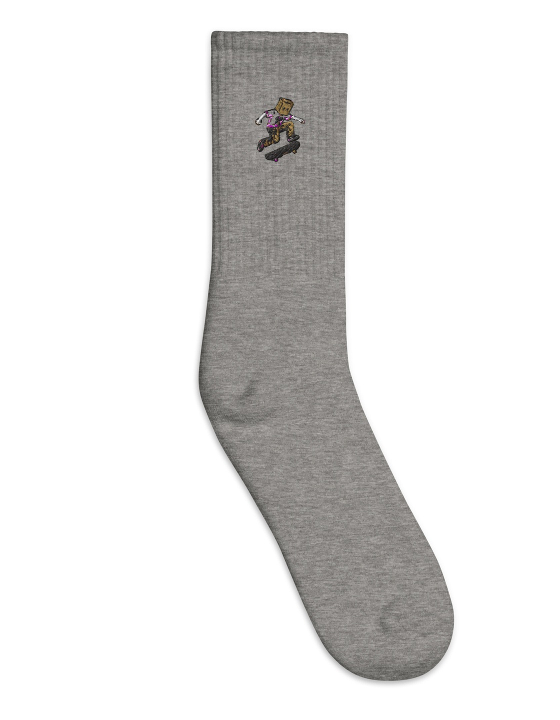 Box Head Kickflip Crew Socks — Heather Grey