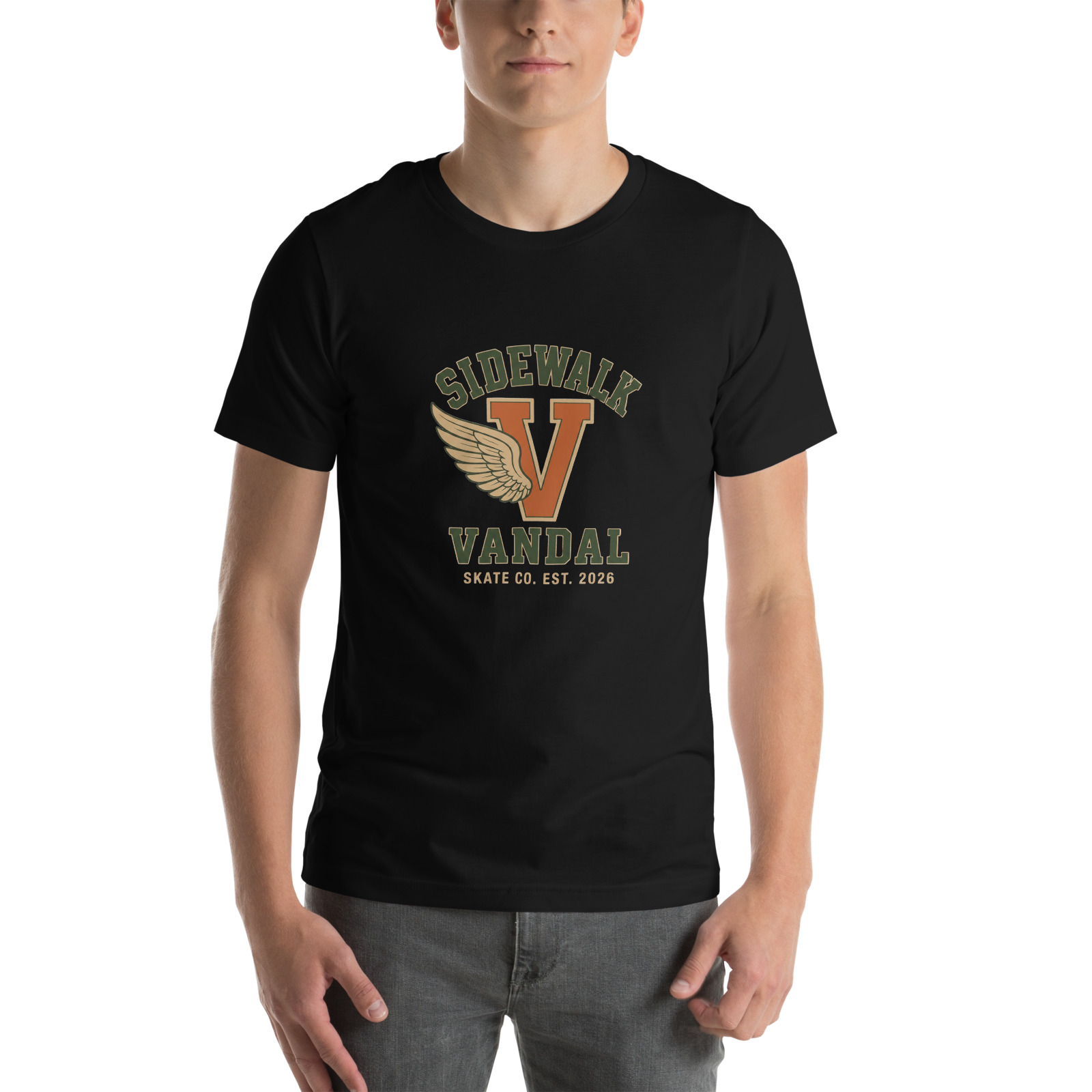 Varsity Wing V Tee — Black