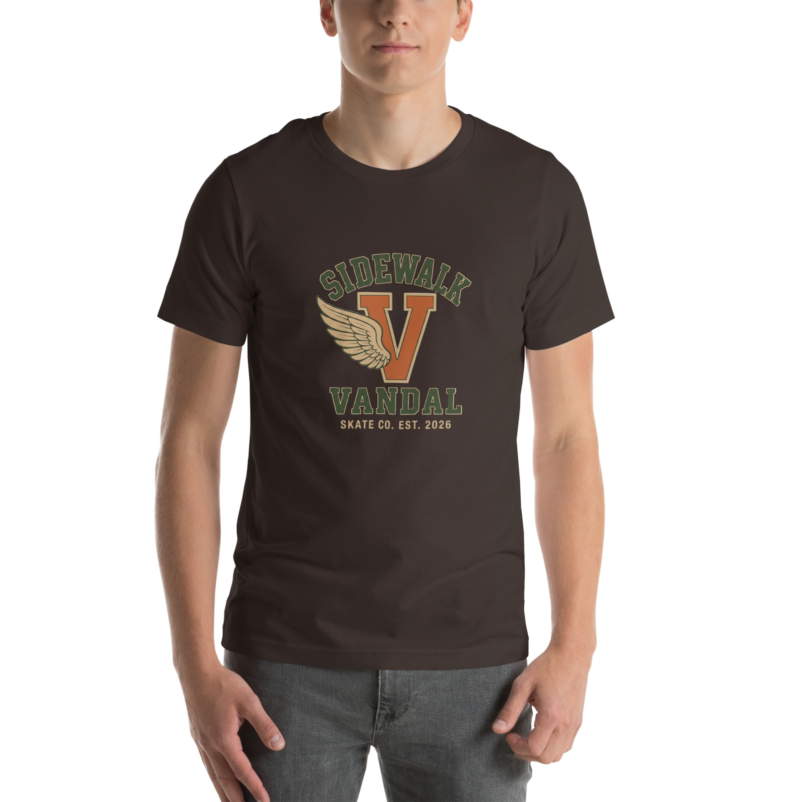 Varsity Wing V Tee — Brown
