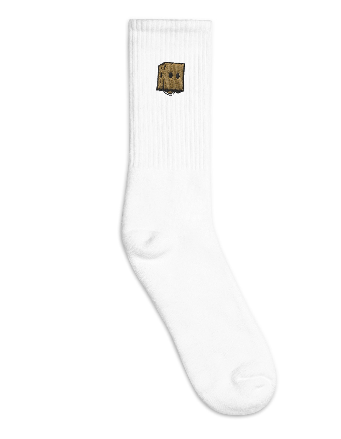 Box Head Face Crew Socks — White