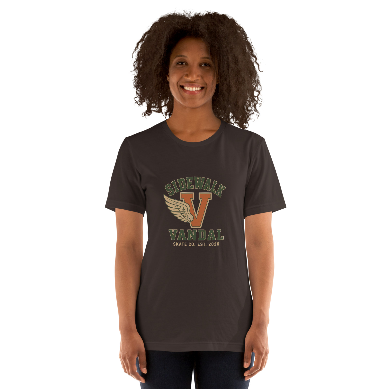 Varsity Wing V Tee — Brown