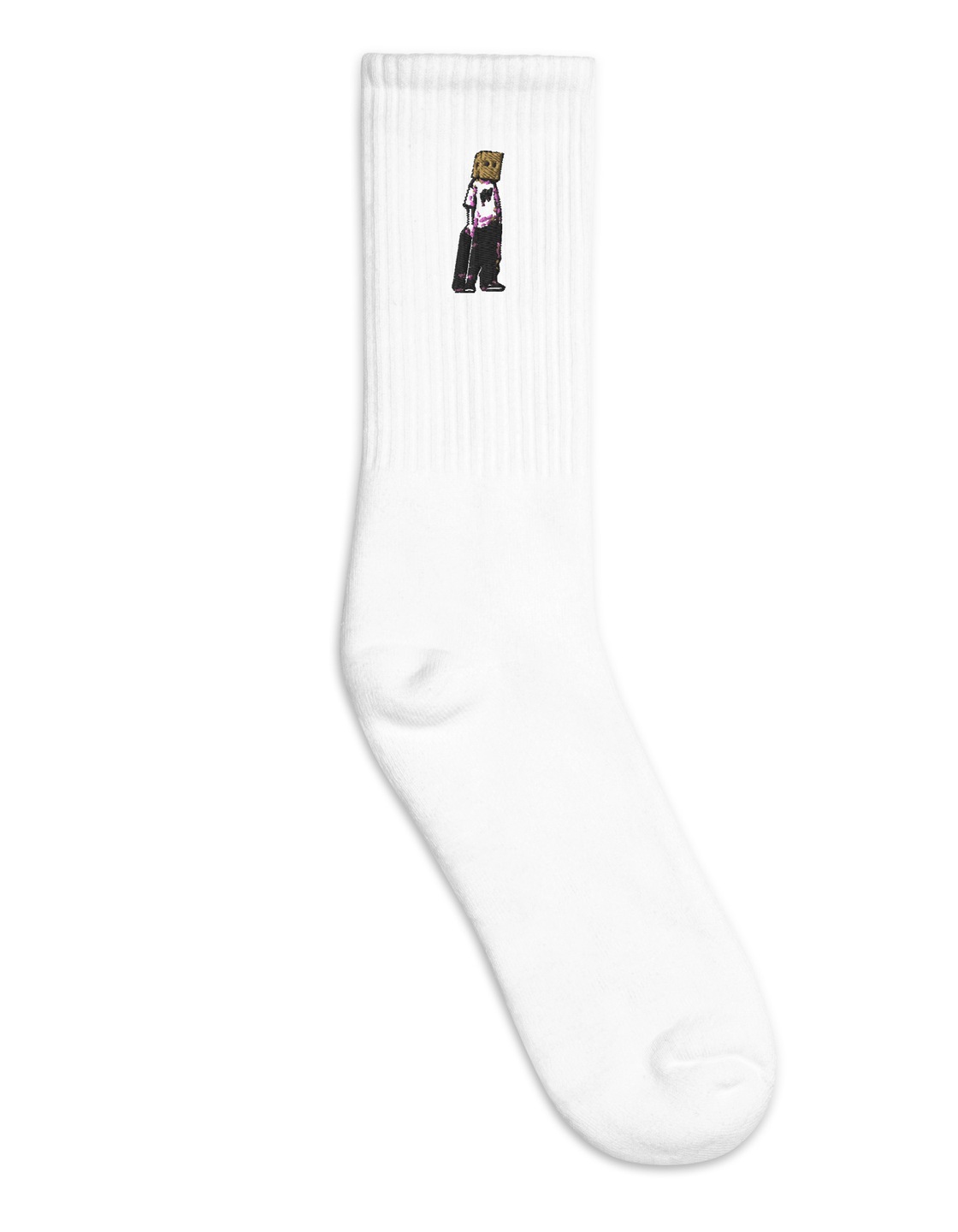 Box Head Standing Crew Socks — White