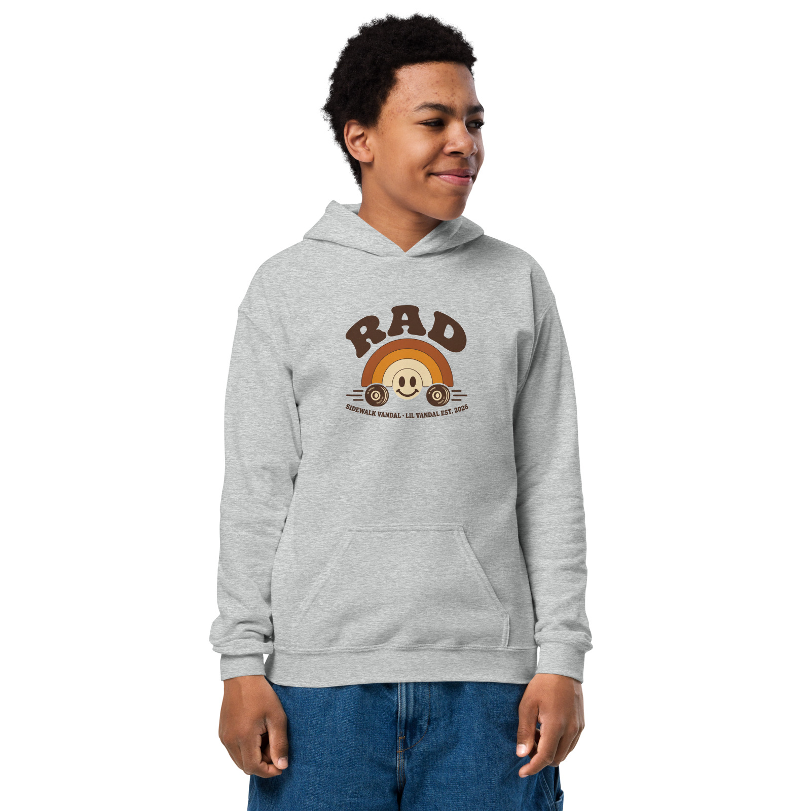 Rad Rainbow Kids Hoodie — Sport Grey