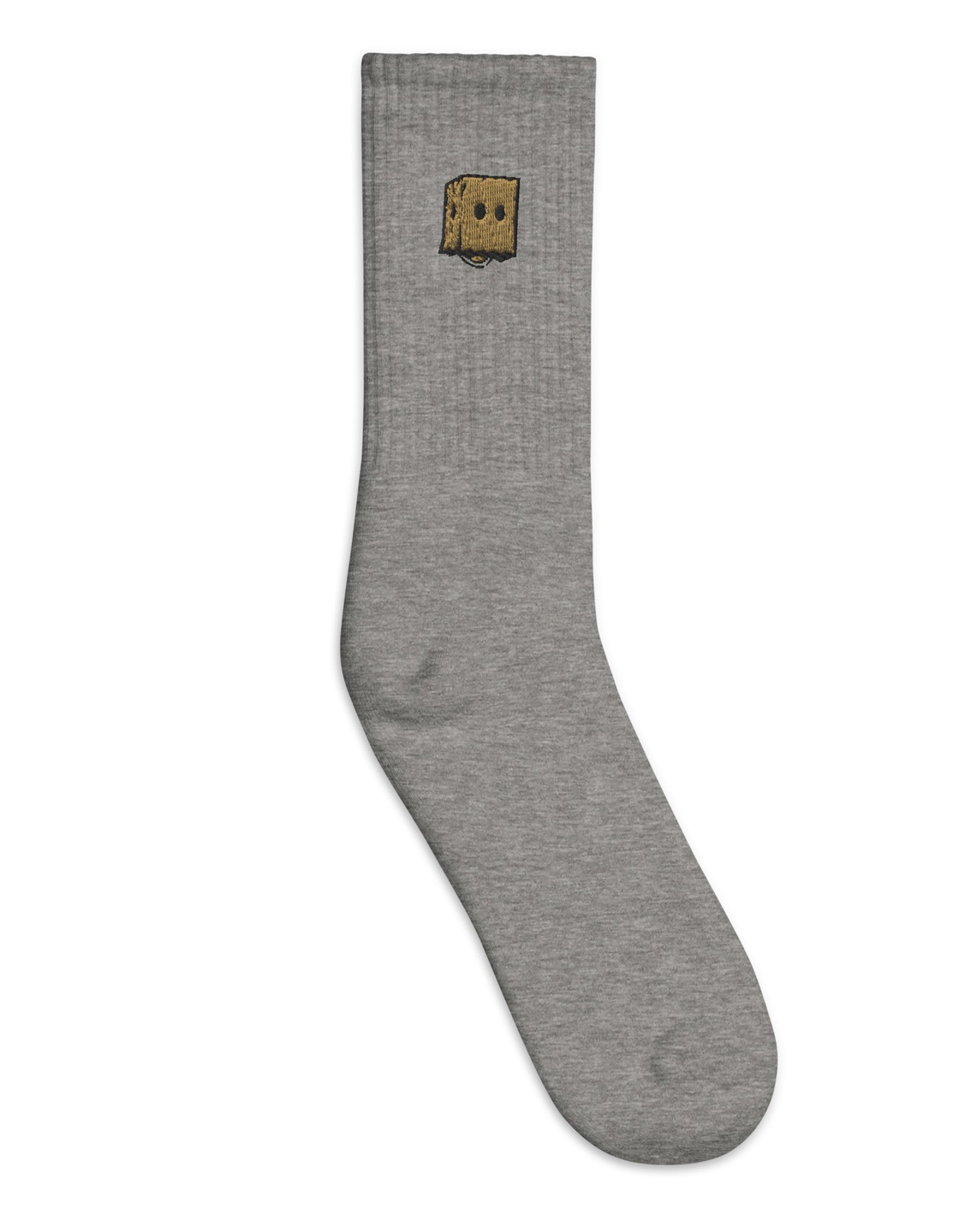 Box Head Face Crew Socks — Heather Grey