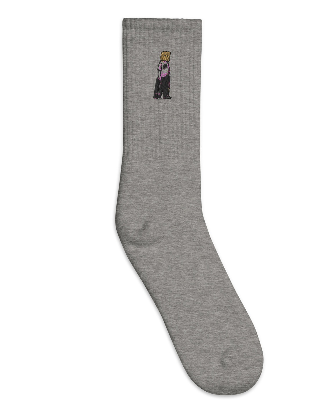 Box Head Standing Crew Socks — Heather Grey