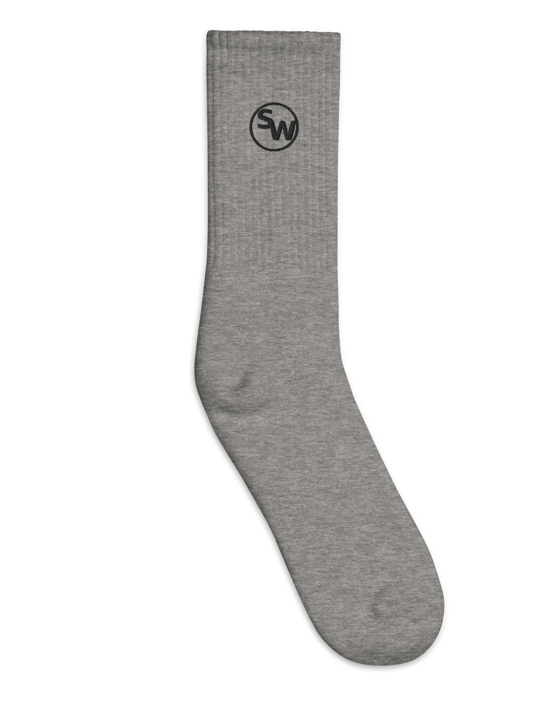 SW Monogram Crew Socks — Heather Grey