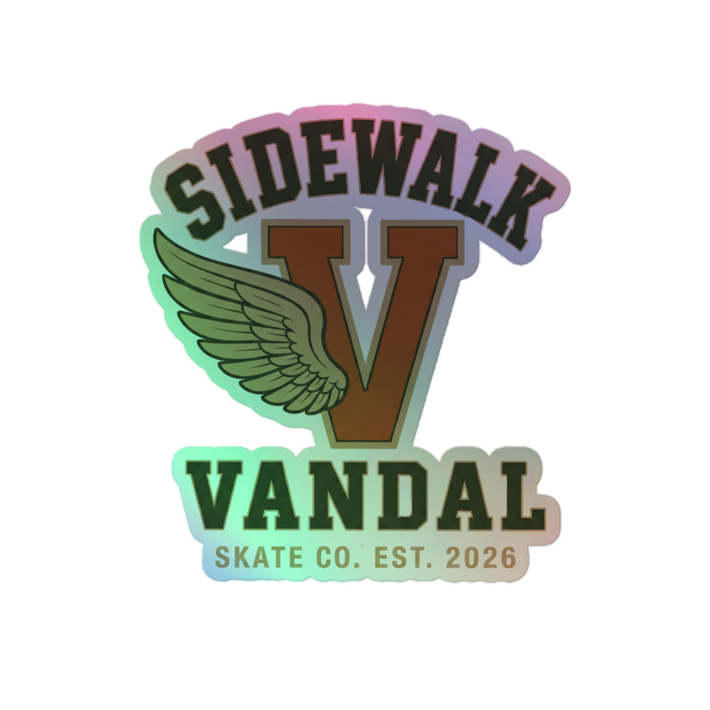 Varsity Wing V Holo Sticker — Rainbow Foil