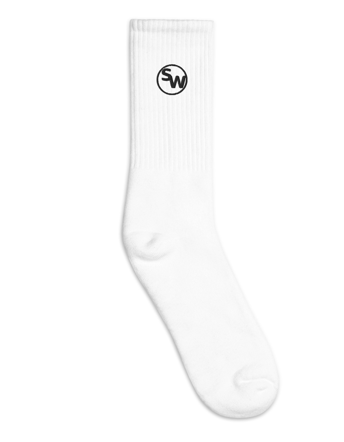 SW Monogram Crew Socks — White