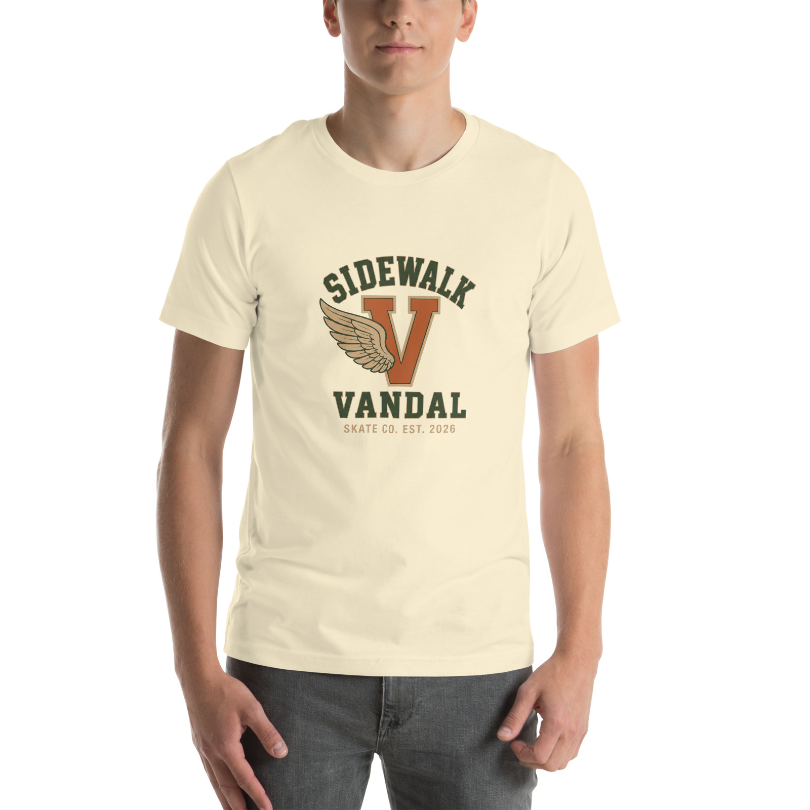 Varsity Wing V Tee — Natural
