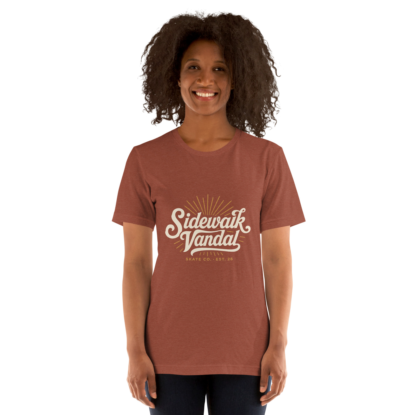 SideWalk Vandal Sunburst Script Tee — Heather Clay