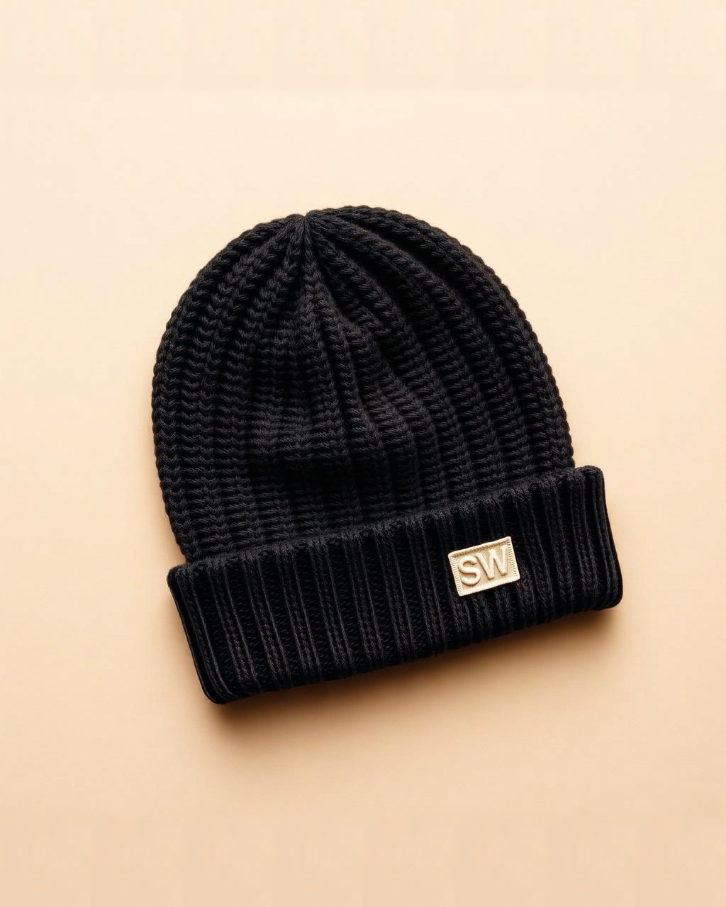 SW Monogram Beanie — Black