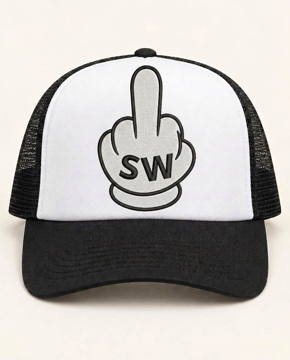 SW Hand Trucker Cap — Black / White / Black