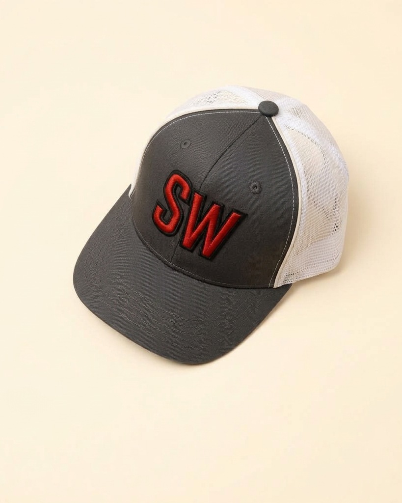 SW Monogram Trucker Cap — Charcoal