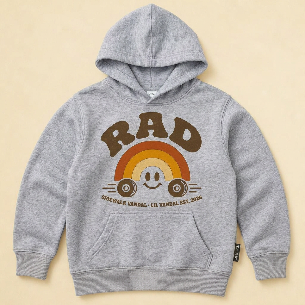 SideWalk Vandal Rad Rainbow Kids Hoodie — Sport Grey
