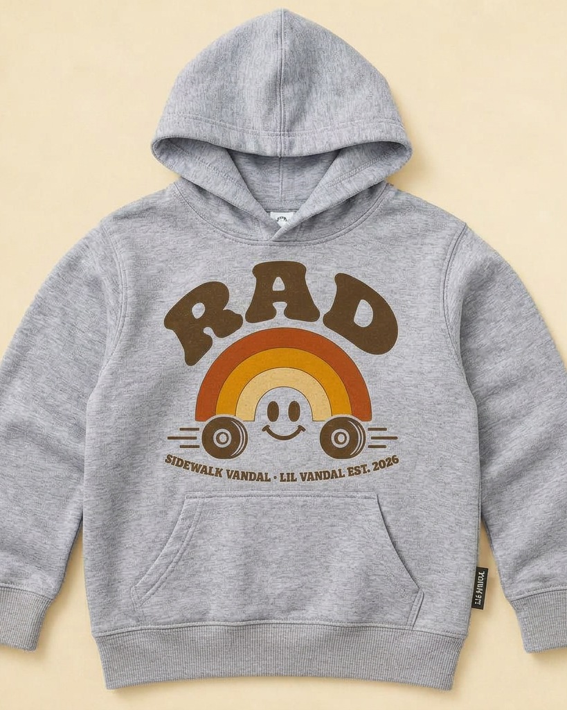 Rad Rainbow Kids Hoodie — Sport Grey