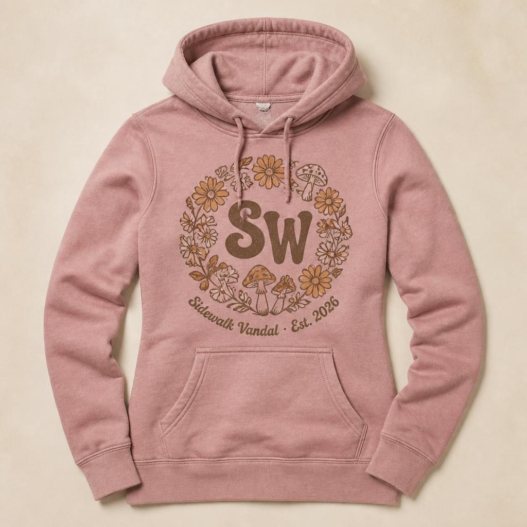 SideWalk Vandal Groovy Bloom Fitted Hoodie — Light Pink
