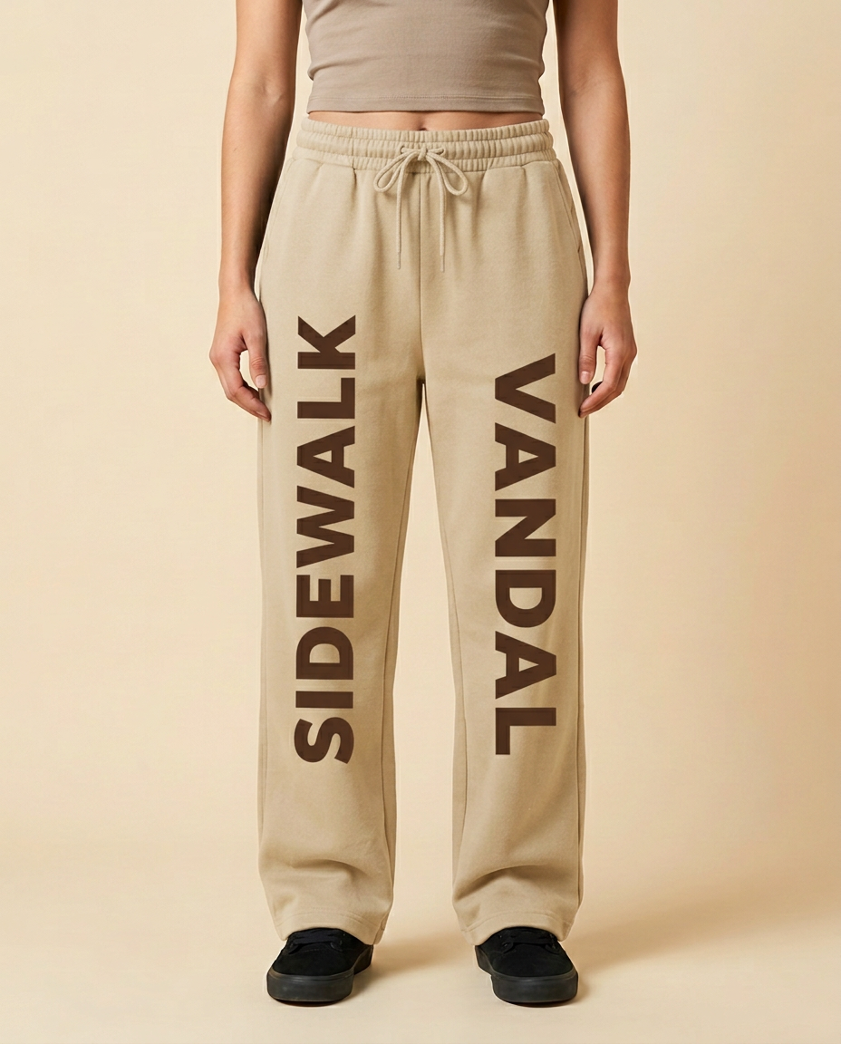 SideWalk Vandal Wide-Leg Joggers — Sand