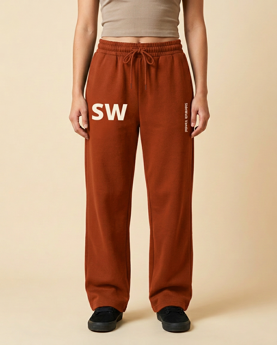 Big SW Wide-Leg Joggers — Rust