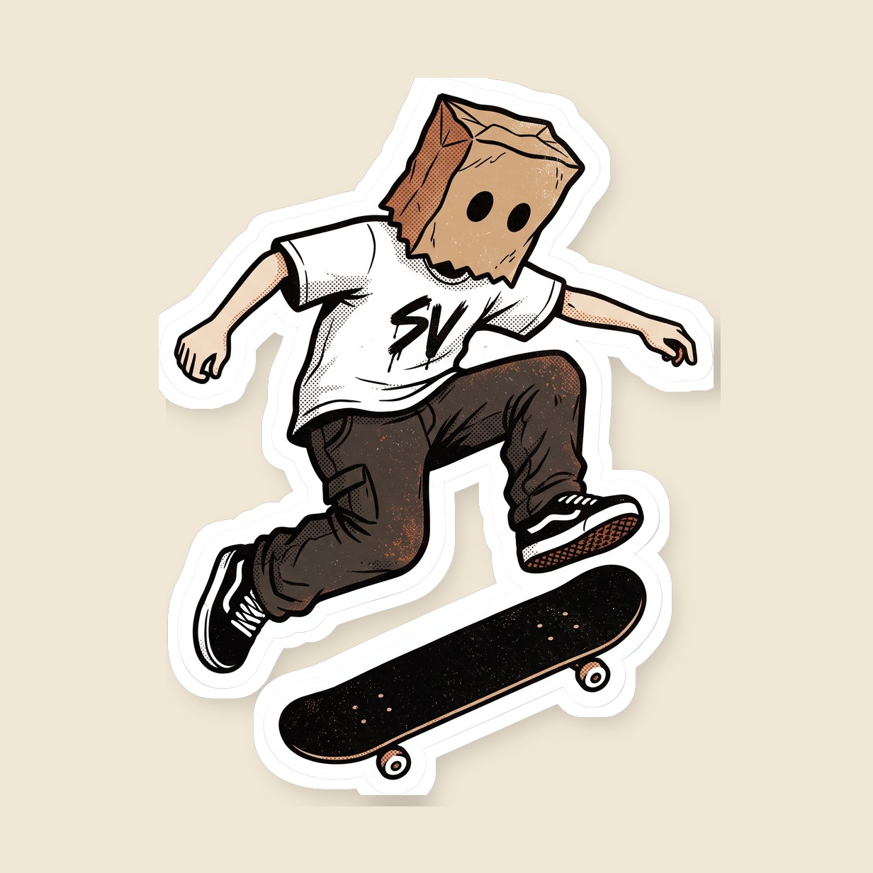 Box Head Kickflip Sticker — Box Head