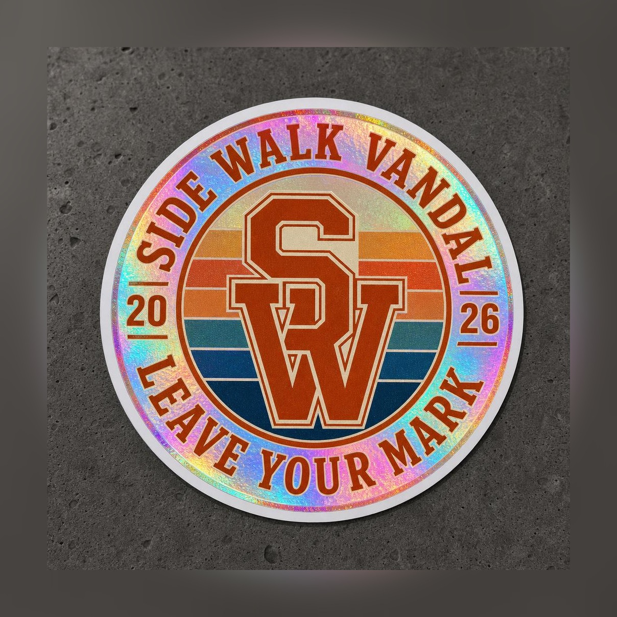 SW Monogram Holo Sticker — Rainbow Foil