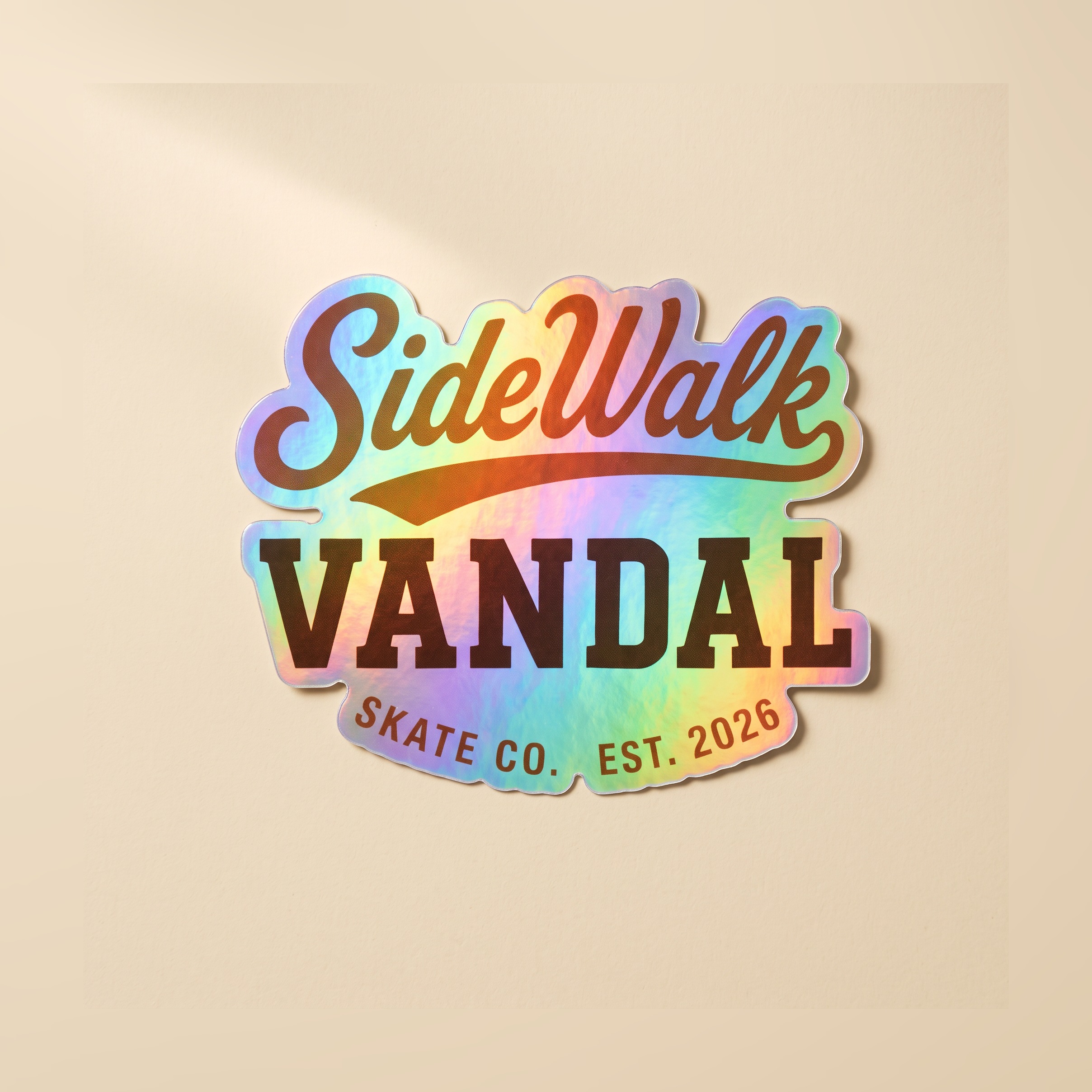 Script Wordmark Holo Sticker — Rainbow Foil