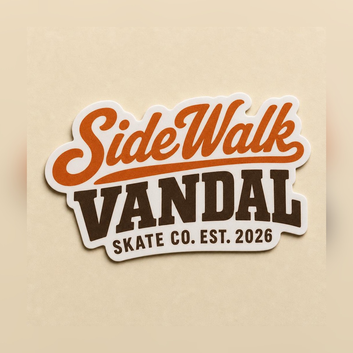 Script Wordmark Sticker — Orange / Cocoa