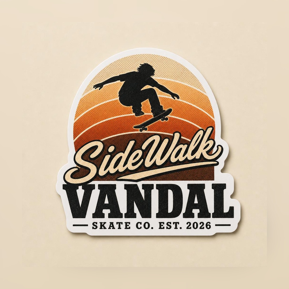Sunset Skater Sticker — Multi