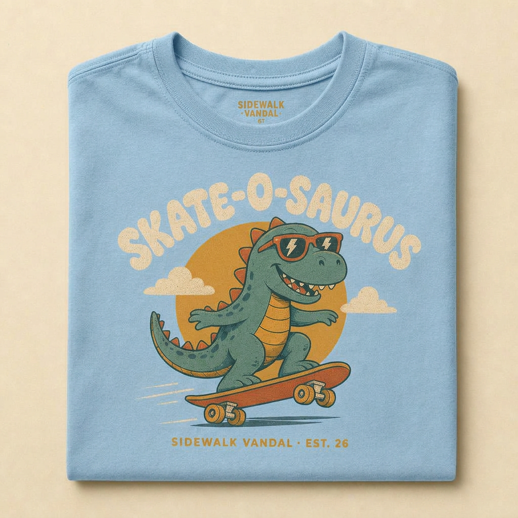SideWalk Vandal Skate-O-Saurus Tee — Light Blue