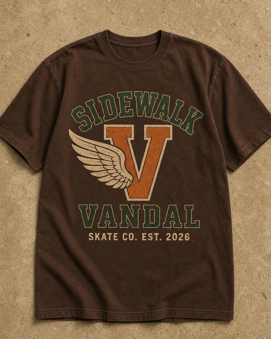 Varsity Wing V Tee — Brown